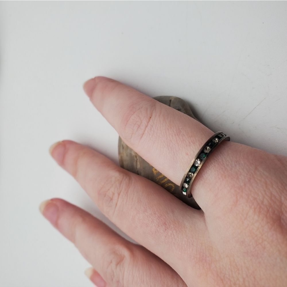 925 stamp‎ emerald sterling silver estate ring grandma's jewelry fine luxurious